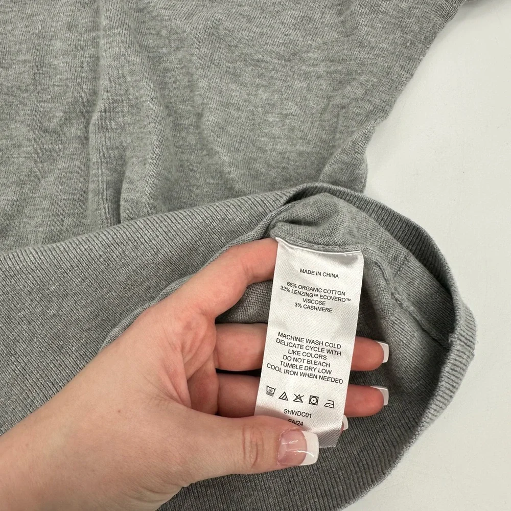 Quince Lightweight Cotton Cashmere Crew Sweater Heather Grey Size Medium_8